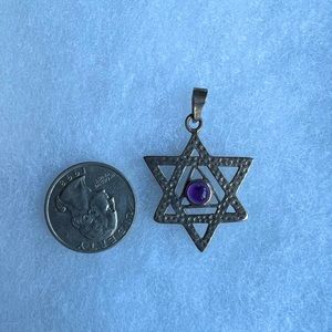 Sterling silver Star of David pendant with amethyst